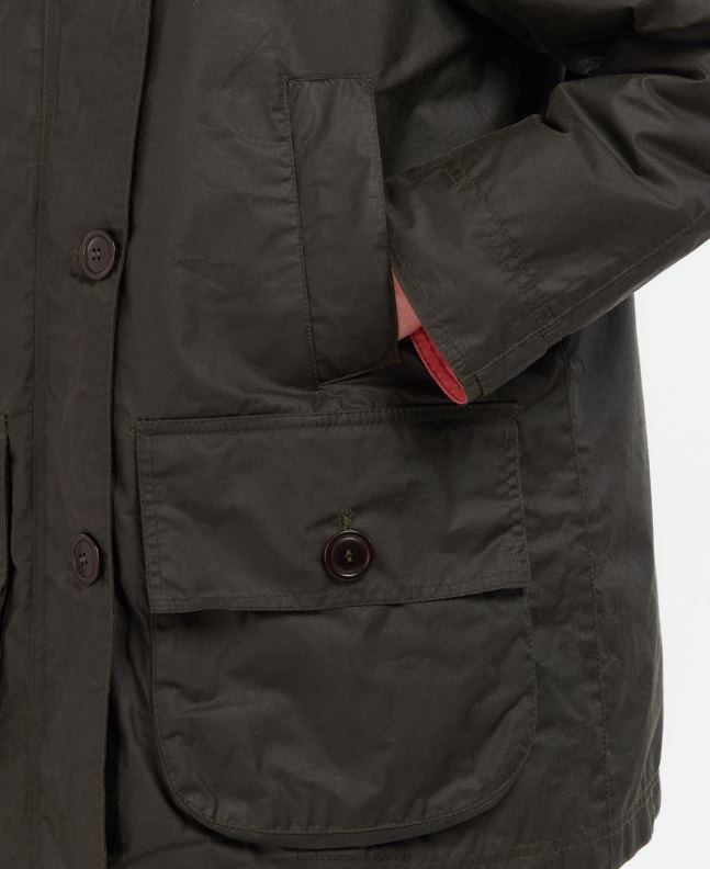Barbour Clothing Women Archive Olive/Pink Punch Salt Waxed Jacket 2BB2F1379