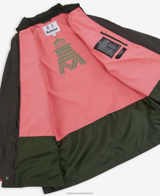 Barbour Clothing Women Archive Olive/Pink Punch Salt Waxed Jacket 2BB2F1379