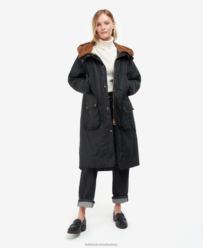 Barbour Clothing Women Black/Ancient Tartan Gunnister Wax Jacket 2BB2F1395