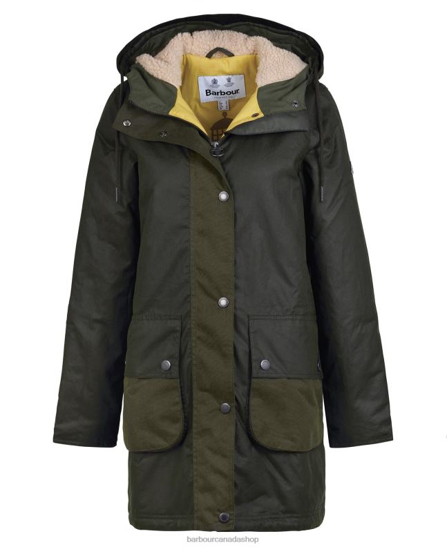 Barbour Clothing Women Fern/Olive/Limeade Lunan Wax Jacket 2BB2F1397