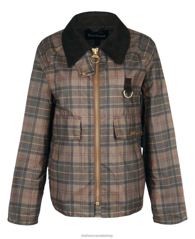 Barbour Clothing Women Muted Tartan/Brown Tartan Eddleston Waxed Jacket 2BB2F1372