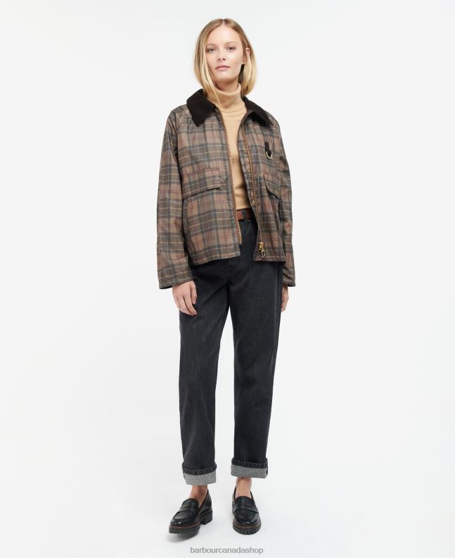 Barbour Clothing Women Muted Tartan/Brown Tartan Eddleston Waxed Jacket 2BB2F1372