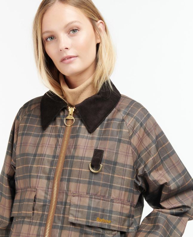 Barbour Clothing Women Muted Tartan/Brown Tartan Eddleston Waxed Jacket 2BB2F1372