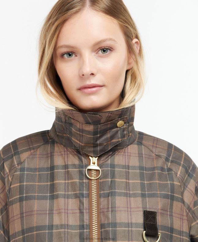 Barbour Clothing Women Muted Tartan/Brown Tartan Eddleston Waxed Jacket 2BB2F1372