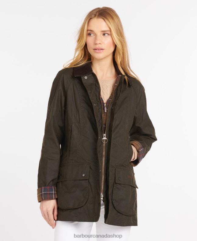 Barbour Clothing Women Olive Classic Beadnell Wax Jacket 2BB2F1365