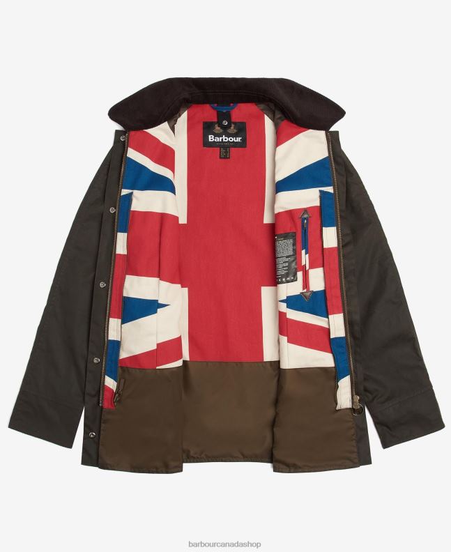 Barbour Clothing Women Olive Limited Edition Union Jack Beadnell Wax Jacket 2BB2F1366