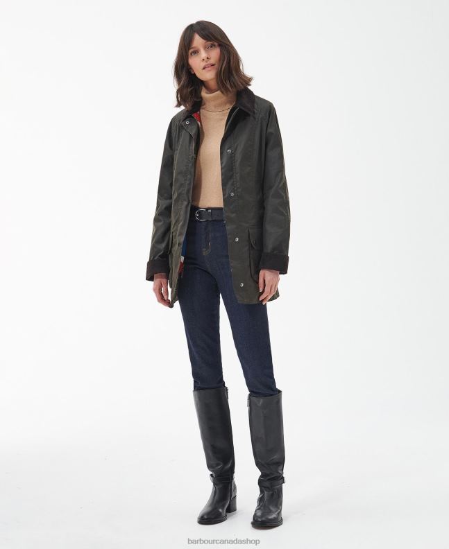 Barbour Clothing Women Olive Limited Edition Union Jack Beadnell Wax Jacket 2BB2F1366