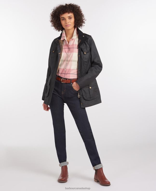 Barbour Clothing Women Royal Navy/Classic Lightweight Defence Waxed Cotton Jacket 2BB2F1389