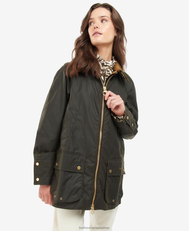 Barbour x House of Hackney Clothing Women Olive/Equus/Cocoa Handley Wax Jacket 2BB2F1386