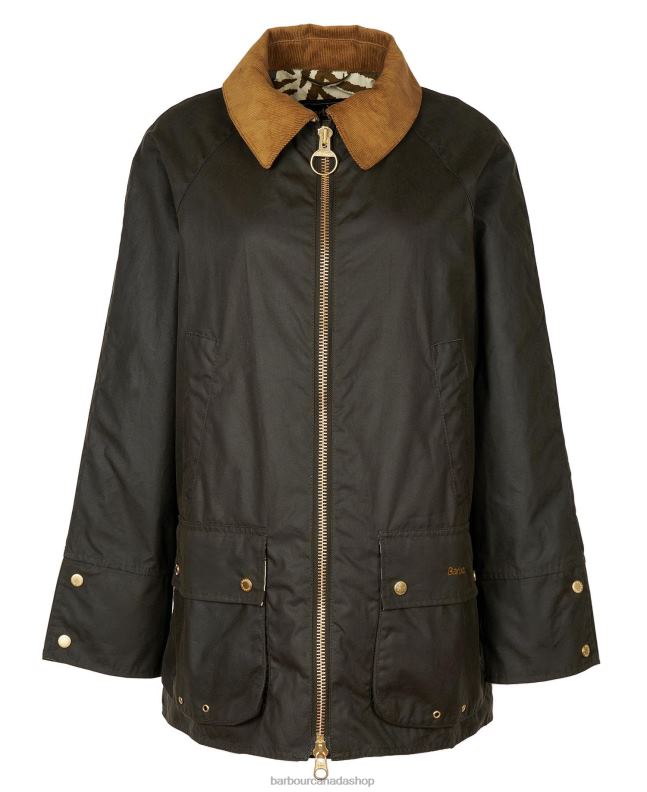 Barbour x House of Hackney Clothing Women Olive/Equus/Cocoa Handley Wax Jacket 2BB2F1386