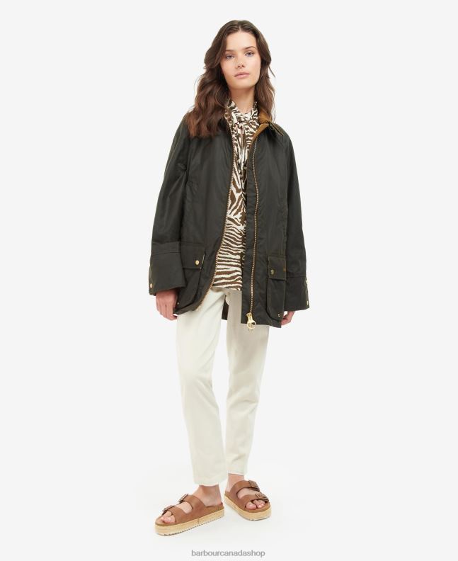 Barbour x House of Hackney Clothing Women Olive/Equus/Cocoa Handley Wax Jacket 2BB2F1386