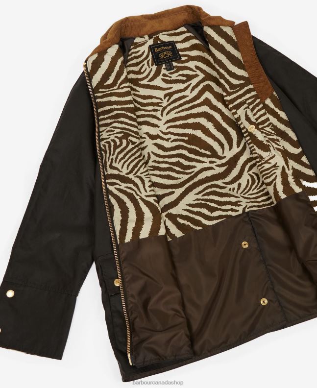 Barbour x House of Hackney Clothing Women Olive/Equus/Cocoa Handley Wax Jacket 2BB2F1386
