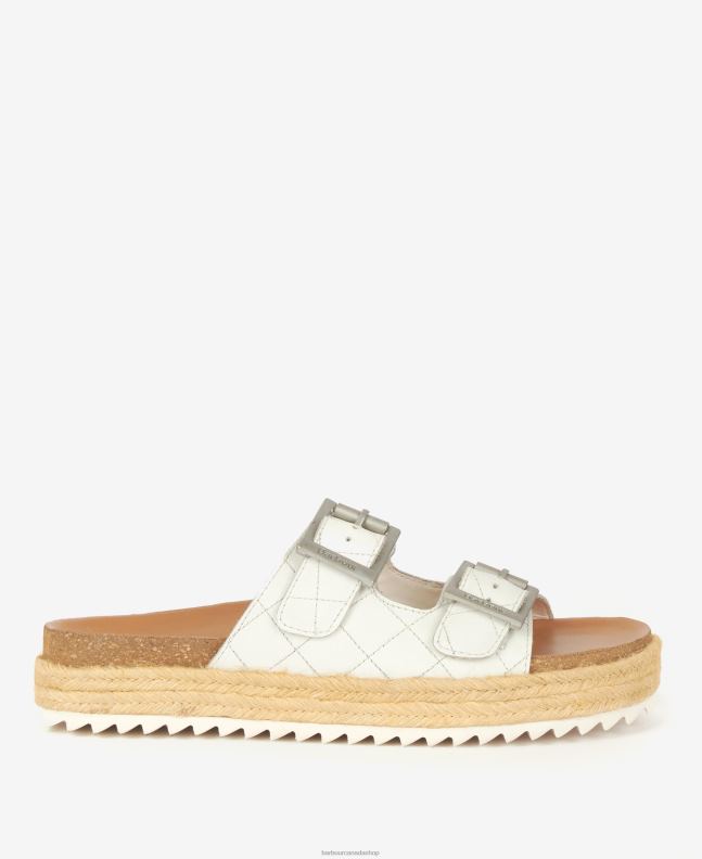 Barbour Footwear Women Classic White Pamela Diamond Quilted Sandals 2BB2F2120