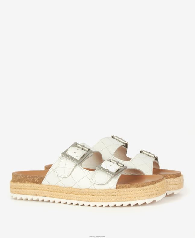 Barbour Footwear Women Classic White Pamela Diamond Quilted Sandals 2BB2F2120