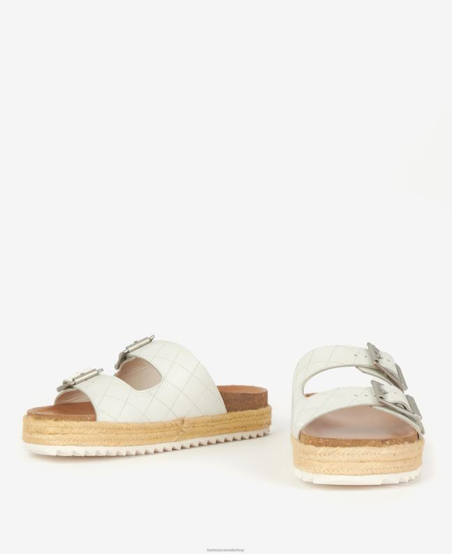 Barbour Footwear Women Classic White Pamela Diamond Quilted Sandals 2BB2F2120