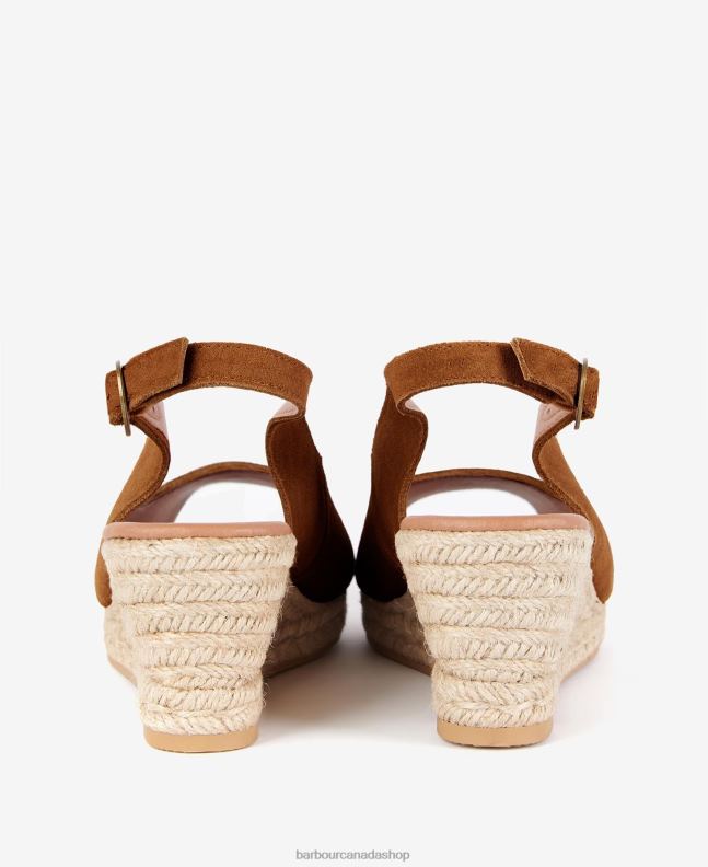 Barbour Footwear Women Cognac Nadia Peep-Toe Espadrille Wedges 2BB2F2093