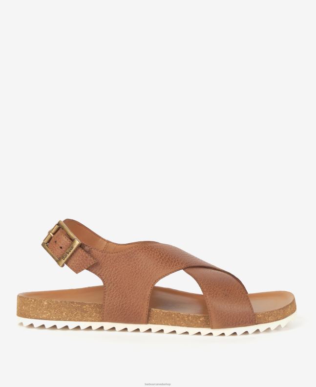 Barbour Footwear Women Cognac Rochelle Cross-Over Strap Sandals 2BB2F2123