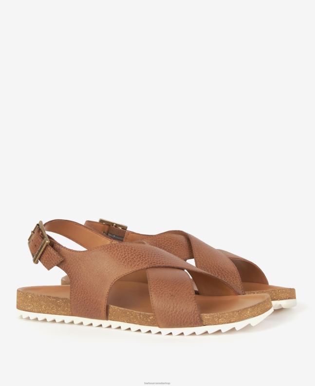 Barbour Footwear Women Cognac Rochelle Cross-Over Strap Sandals 2BB2F2123