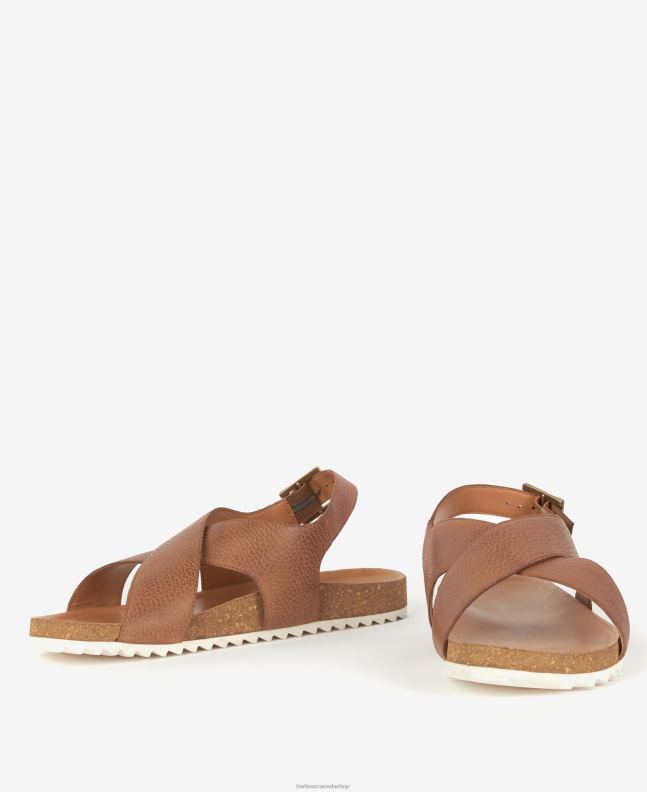 Barbour Footwear Women Cognac Rochelle Cross-Over Strap Sandals 2BB2F2123
