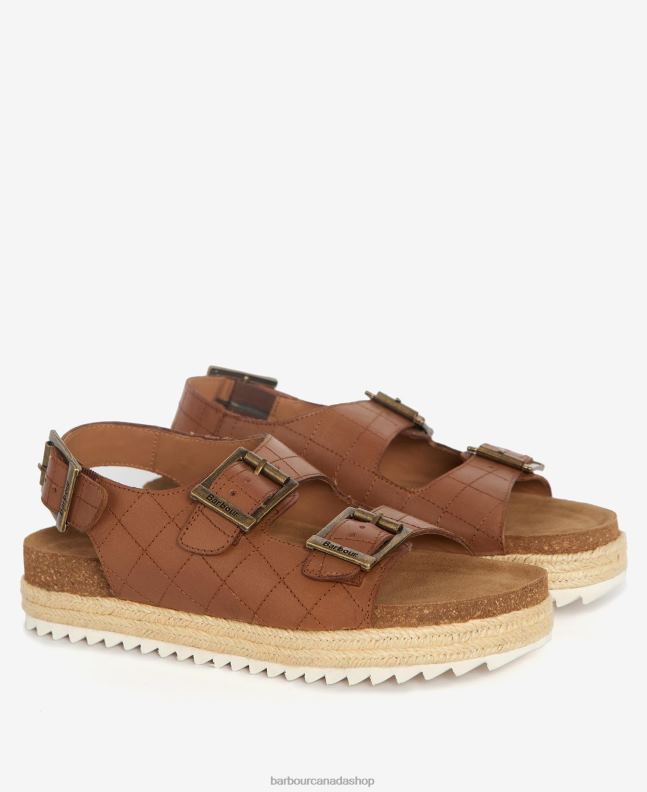 Barbour Footwear Women Gold Metallic Helena Flatform Sandals 2BB2F2103