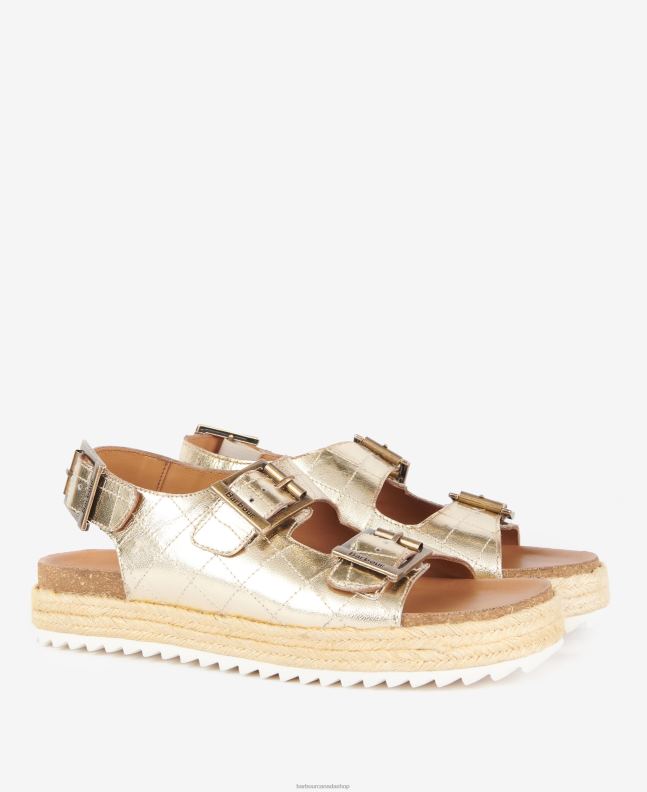 Barbour Footwear Women Gold Metallic Helena Flatform Sandals 2BB2F2110