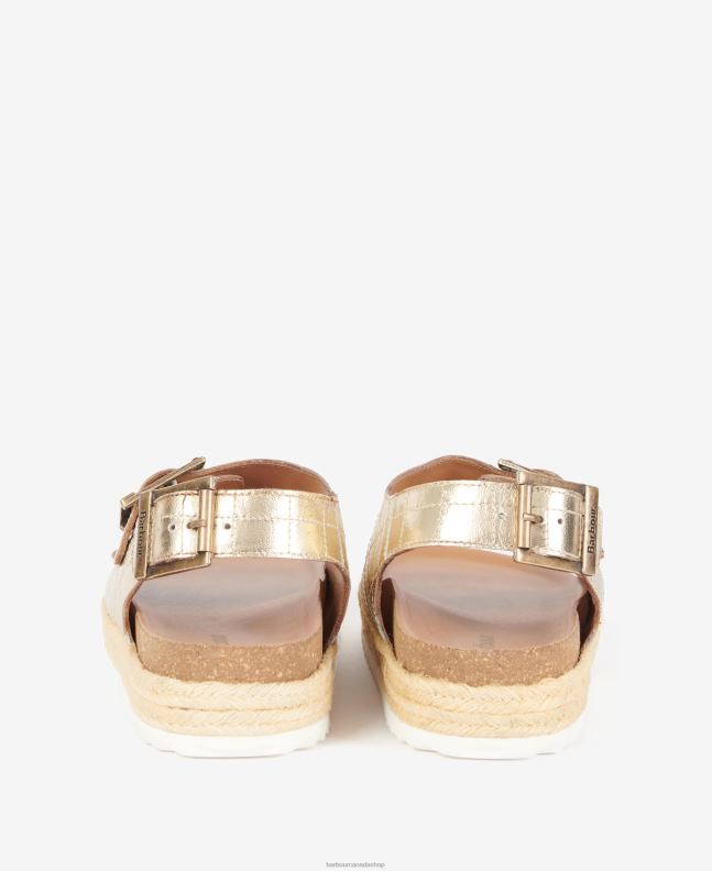 Barbour Footwear Women Gold Metallic Helena Flatform Sandals 2BB2F2110