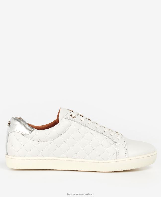 Barbour Footwear Women Silver Metallic Leather Cosmo Trainers 2BB2F2130